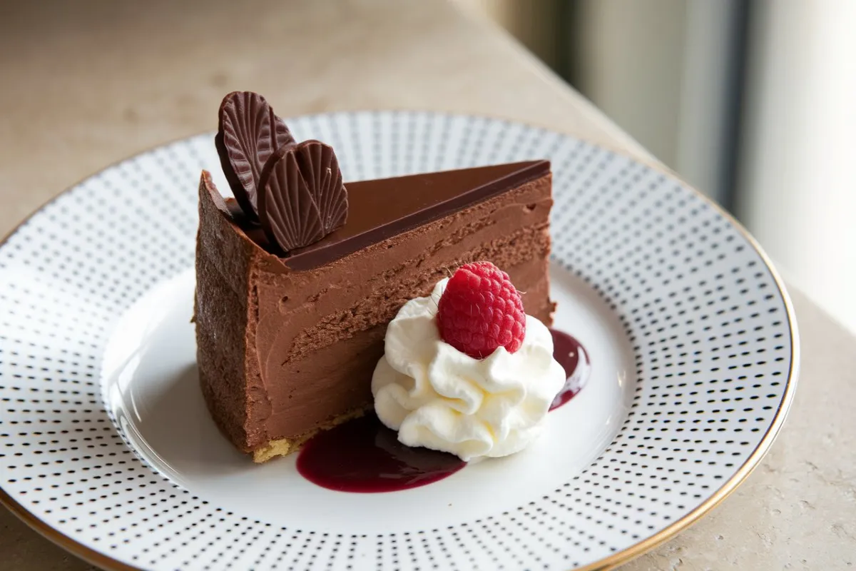 What makes a cake a gâteau? 1 A beautifully crafted gâteau with multiple layers, fresh fruits, and artistic decorations showcasing the difference from a regular cake.