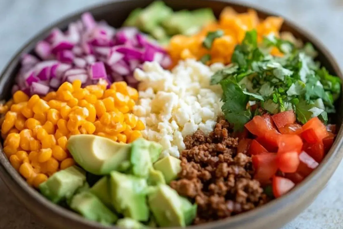 taco bowl recipe 5 A refreshing margarita served alongside a taco bowl with guacamole, cilantro, and a wedge of lime.