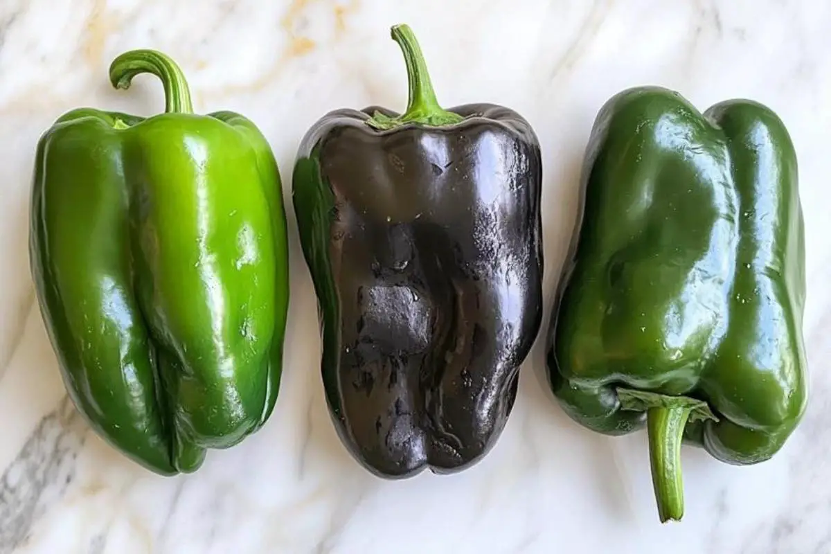 What is the best way to cook poblano peppers? 1 "Roasted poblano peppers with vibrant green skin, rich in vitamins and antioxidants"