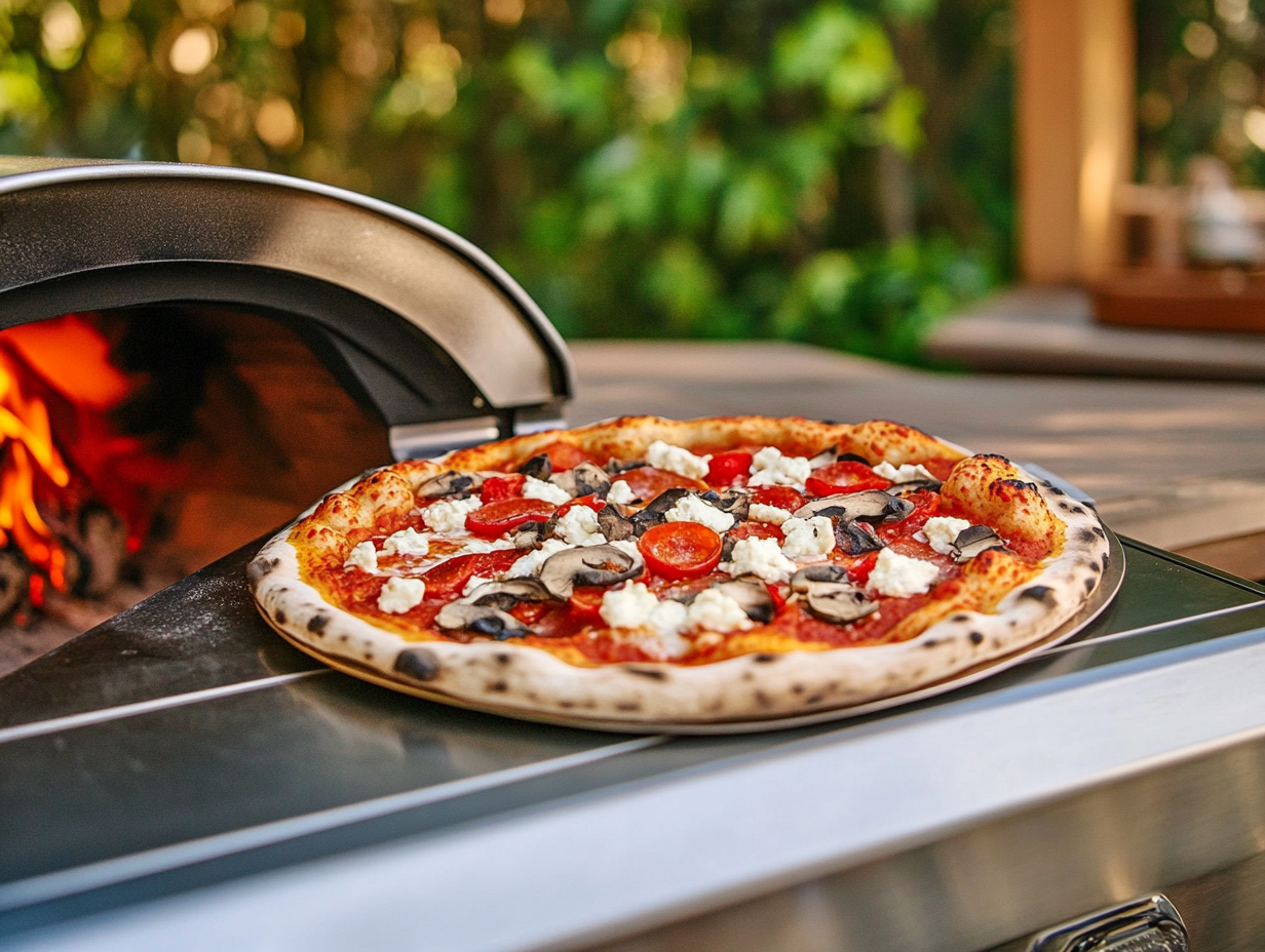 What is the ideal temperature for a pizza oven? 1 "Image showing the ideal pizza oven temperature for wood-fired and home ovens."