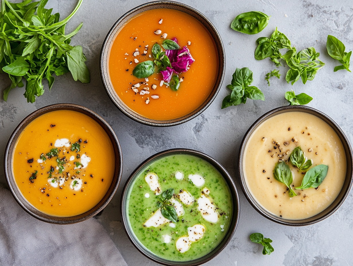 Who sells Weight Watchers soups? 1 A bowl of Weight Watchers-friendly soup with lean chicken, vegetables, and a low-sodium broth, served with a spoon on the side.