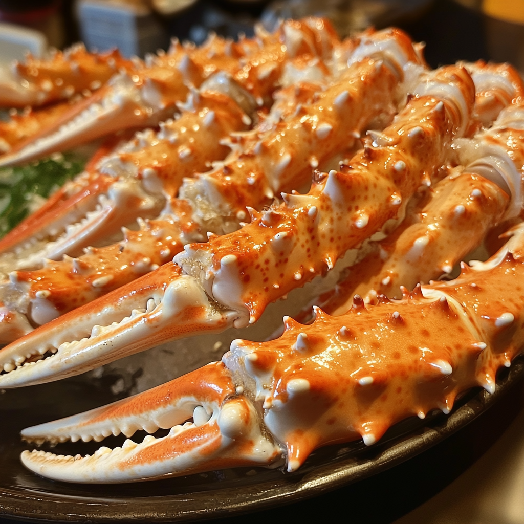 Why is king crab better? 1 Freshly prepared king crab legs served with melted butter and lemon wedges