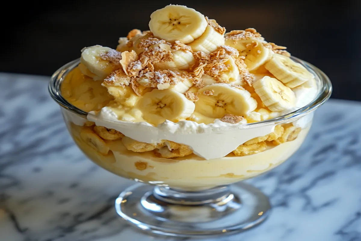 Why is Magnolia Bakery banana pudding so good? 1 "Homemade Magnolia Bakery banana pudding in a trifle dish with layers of creamy pudding, Nilla wafers, and fresh banana slices."