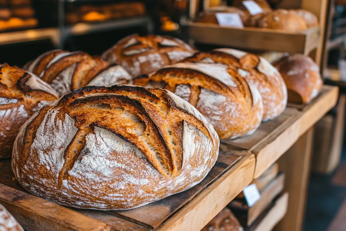 Is sourdough bread actually healthier? 1 Freshly baked sourdough bread loaf with a crispy crust, showcasing the texture and health benefits of fermented bread.