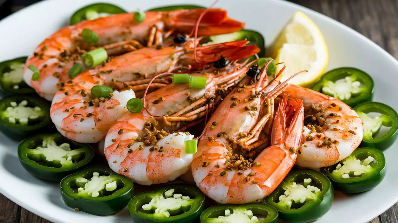 Fiery Cajun Shrimp Jalapeños 4 Fiery Cajun Shrimp Jalapeños stuffed with shrimp, cream cheese, and Cajun seasoning, baked to perfection. A spicy, flavorful appetizer.