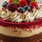 Decadent Red Velvet Cheesecake 7 "Decadent red velvet cheesecake with creamy cheesecake filling and vibrant red velvet cake layers"