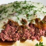 Crockpot French Onion Meatloaf with Melted Swiss Cheese 7 Crockpot French Onion Meatloaf with Melted Swiss Cheese served on a plate