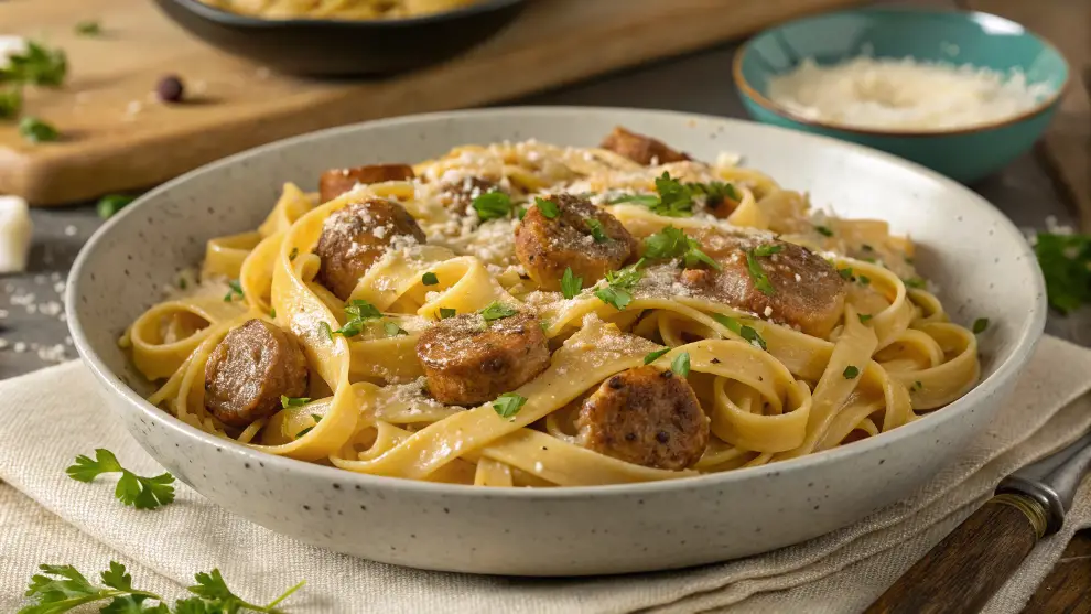 Garlic Butter Sausage Fettuccine 3 These elements should improve your SEO readability and help optimize your content for search engines.