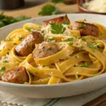 Garlic Butter Sausage Fettuccine 5 These elements should improve your SEO readability and help optimize your content for search engines.