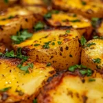 Cheesy Ranch Oven Roasted Potatoes 7 Cheesy ranch oven roasted potatoes with crispy edges and melted cheese, served as a delicious side dish.