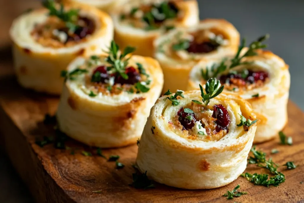 Delicious cranberry feta pinwheels served as a festive appetizer, perfect for holiday parties or gatherings.