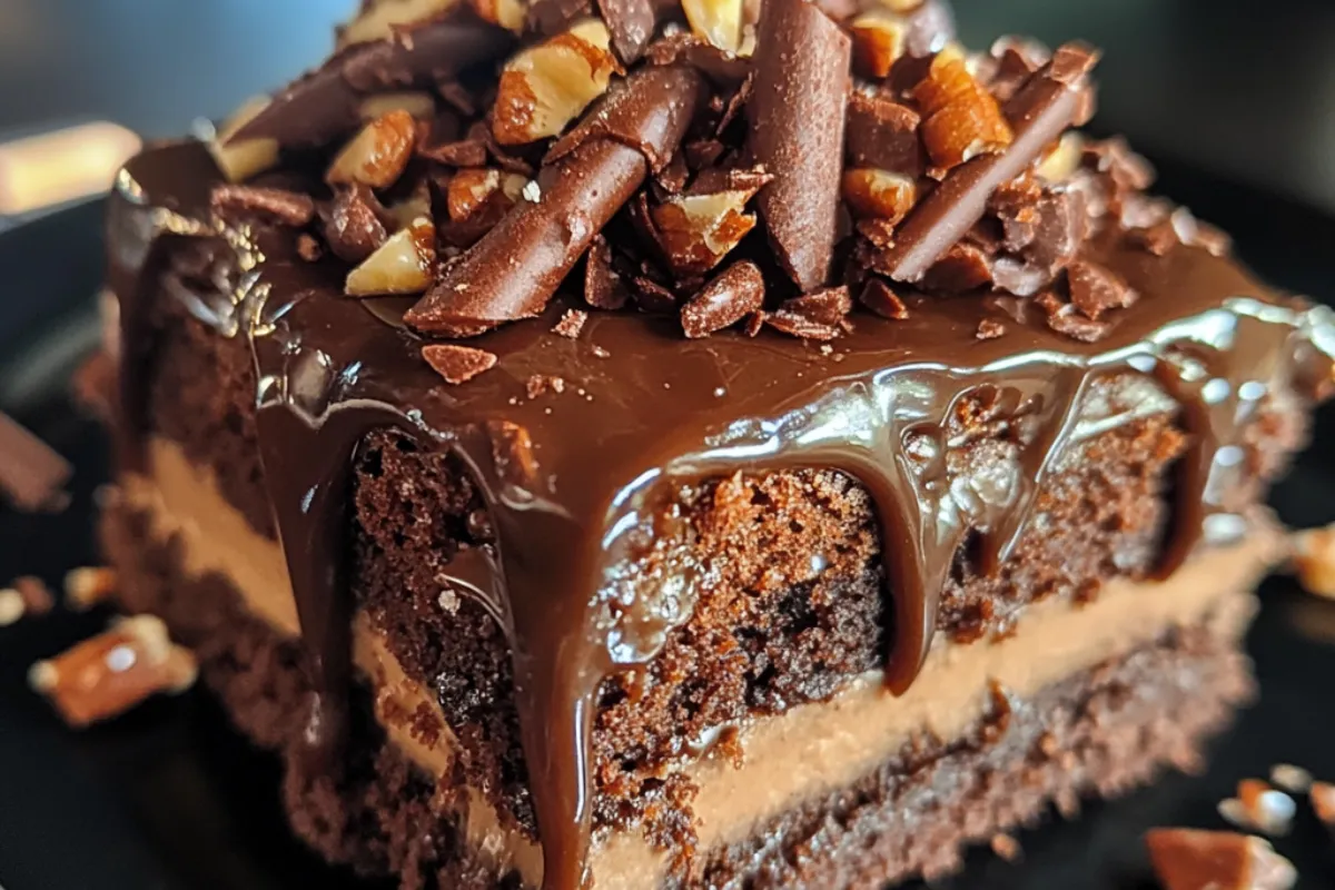 Mississippi Mud Cake 4 Mississippi Mud Cake with chocolate frosting, marshmallows, and pecans