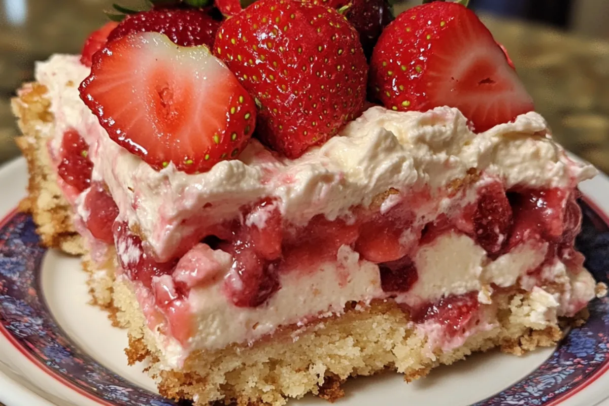 Strawberry Cheesecake Dump Cake 4 Strawberry Cheesecake Dump Cake with creamy filling and golden crust