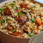 Popeyes Copycat Cajun Rice 7 A bowl of homemade Popeyes Copycat Cajun Rice with seasoned ground beef, rice, and Cajun spices, garnished with green onions.