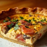 Impossible Quiche 7 Impossible Quiche in a baking dish with a self-forming crust and delicious filling of cheese, vegetables, and eggs. Perfect for brunch or dinner.