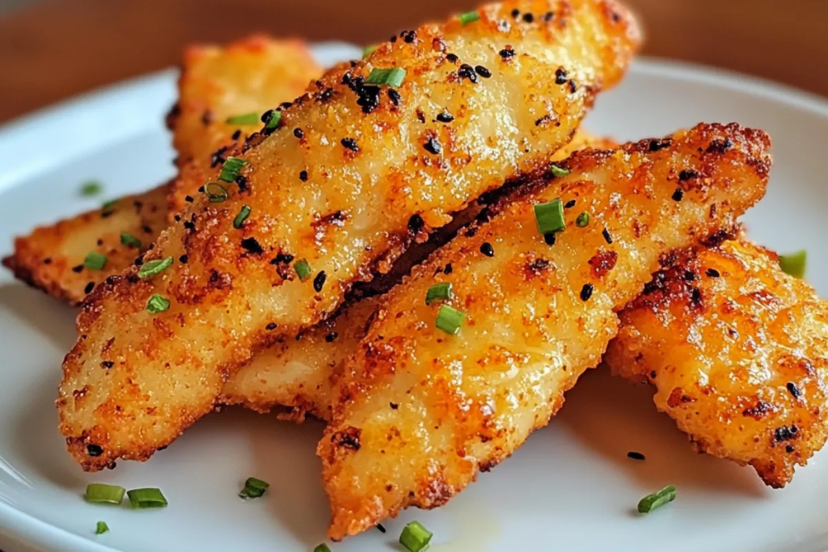 Air Fryer Honey Butter Garlic Chicken Tenders 4 Air Fryer Honey Butter Garlic Chicken Tenders served with a side of dipping sauce