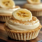 No-Bake Mini Banana Cream Pies 7 No-bake mini banana cream pies with graham cracker crust, banana slices, and whipped cream topping