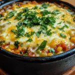 Cheesy Enchilada Chili 7 Cheesy Enchilada Chili topped with sour cream and green onions