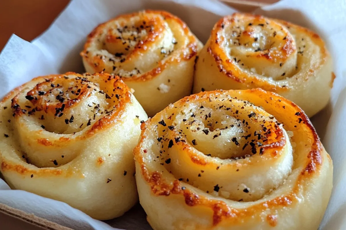 Parmesan Garlic Pizza Rolls 4 Parmesan Garlic Pizza Rolls served with dipping sauces