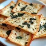 Mediterranean Spinach 7 Mediterranean spinach and feta crisps with cream cheese glaze on a serving plate