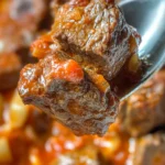 Old Fashioned Goulash 7 Old Fashioned Goulash in a skillet with elbow macaroni, ground beef, and tomato sauce, ready to serve.