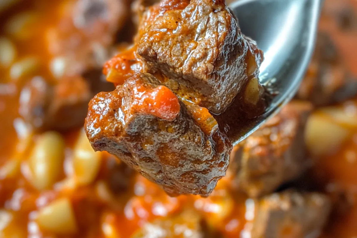 Old Fashioned Goulash 4 Old Fashioned Goulash in a skillet with elbow macaroni, ground beef, and tomato sauce, ready to serve.