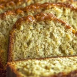 Cottage Cheese Banana Bread 7 Sliced Cottage Cheese Banana Bread on a plate with a moist texture, showcasing a healthier version of the classic banana bread.