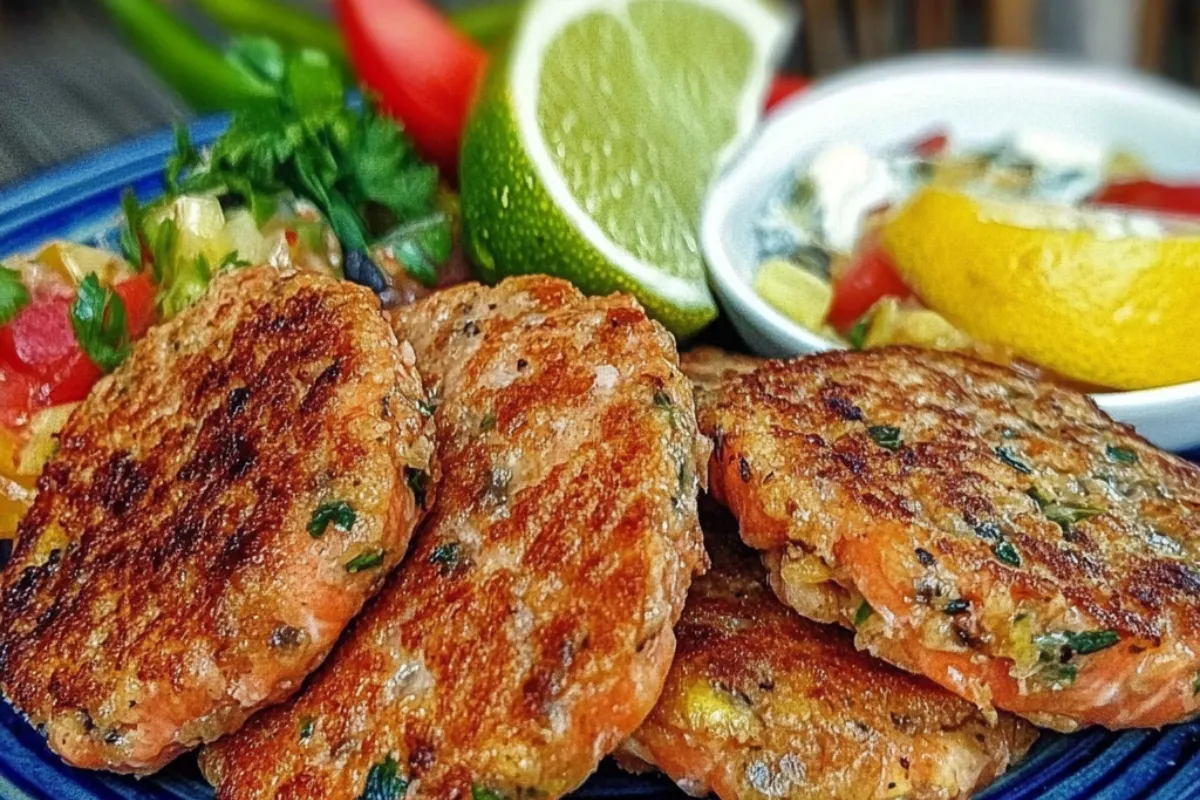 Southern salmon patties, golden-brown croquettes with crispy edges, served with classic Southern sides.