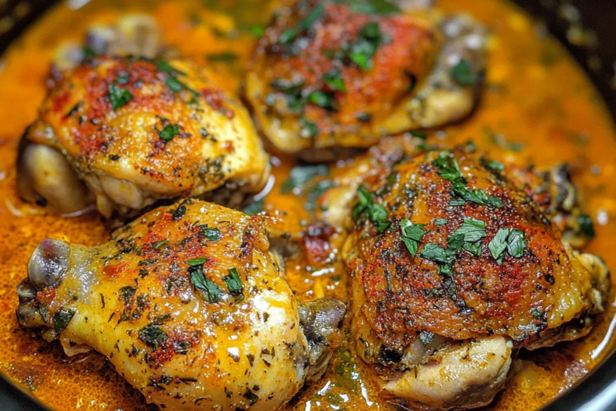 Sweet Baby Ray’s Crockpot Chicken 4 Sweet Baby Ray’s Crockpot Chicken served on a plate with BBQ sauce and side of coleslaw.