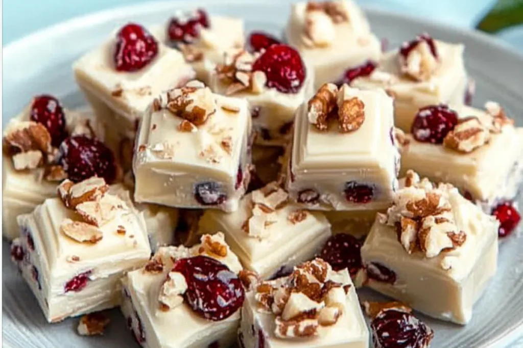 White Chocolate Cranberry Pecan Clusters - Festive treats with cranberries, pecans, and creamy white chocolate
