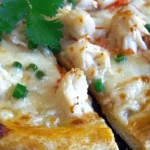 Crab Rangoon Pizza 5 Crab Rangoon pizza with creamy topping and crispy wonton strips