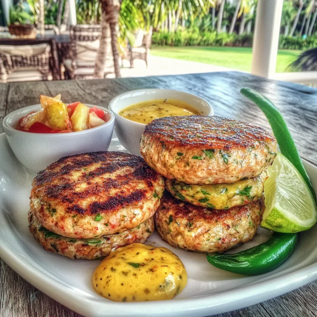 Golden-brown tuna melt patties with melted cheese, served with a fresh side salad.