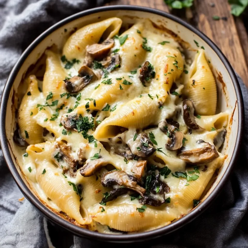 Creamy Garlic Mushroom Stuffed Shells – Easy Vegetarian Comfort Food