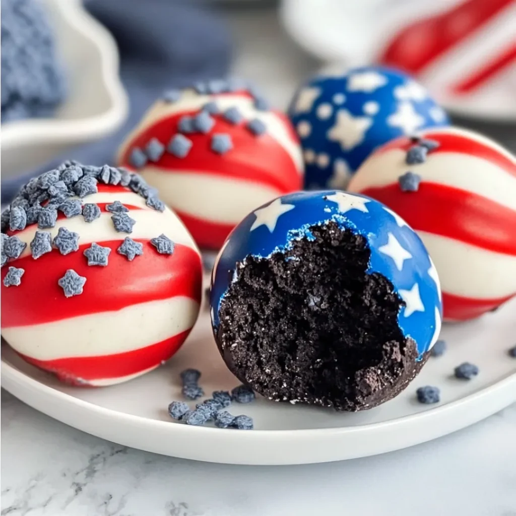 Patriotic Oreo Balls – Easy No-Bake Red, White & Blue Dessert