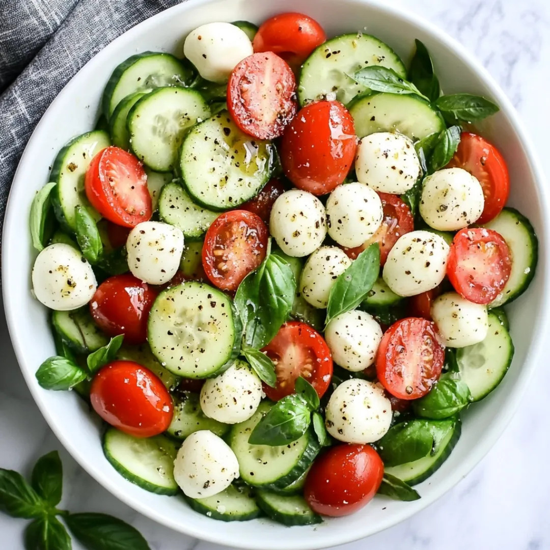 Easy Cucumber Caprese Salad 4 Easy Cucumber Caprese Salad