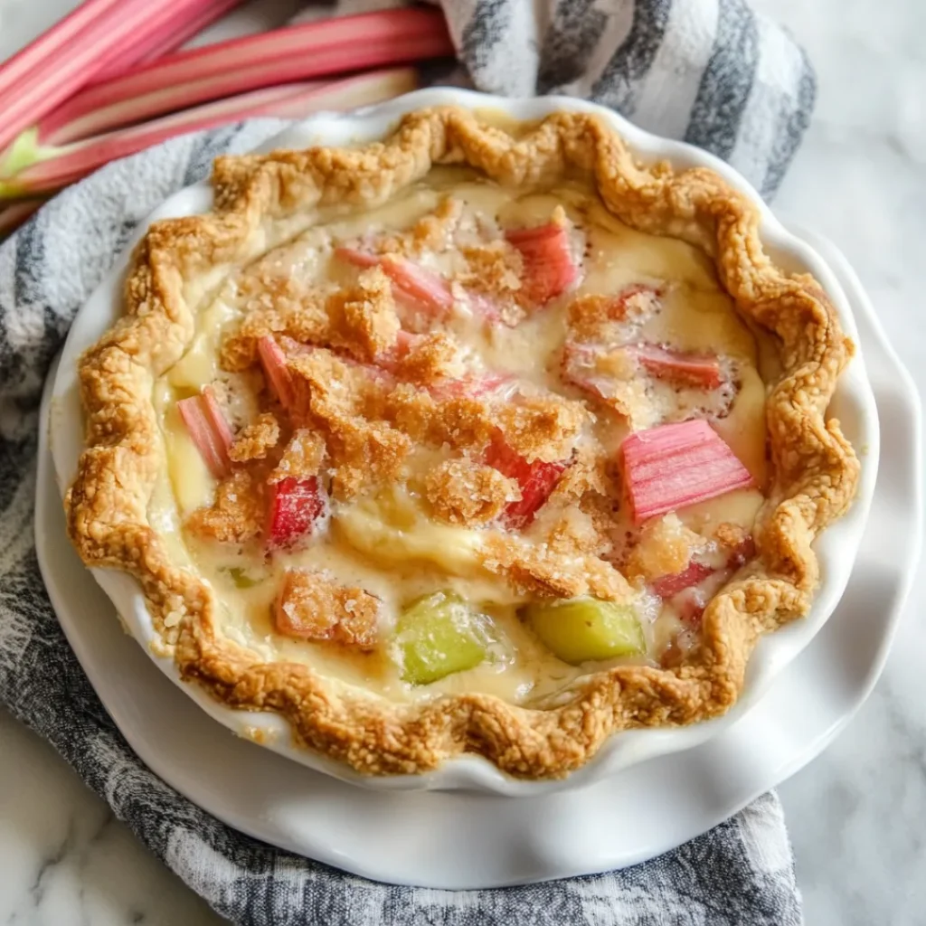 Old-Fashioned Rhubarb Custard Pie Recipe – Sweet, Tangy & Creamy