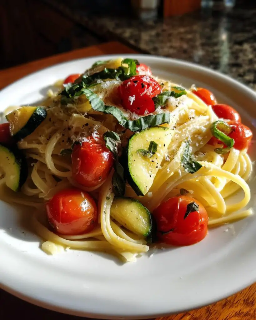 Fresh Garden Tomato Zucchini Pasta