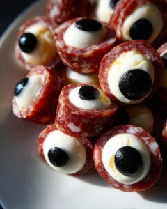 Salami Mozzarella Eyeballs Recipe - Easy Halloween Food Appetizers