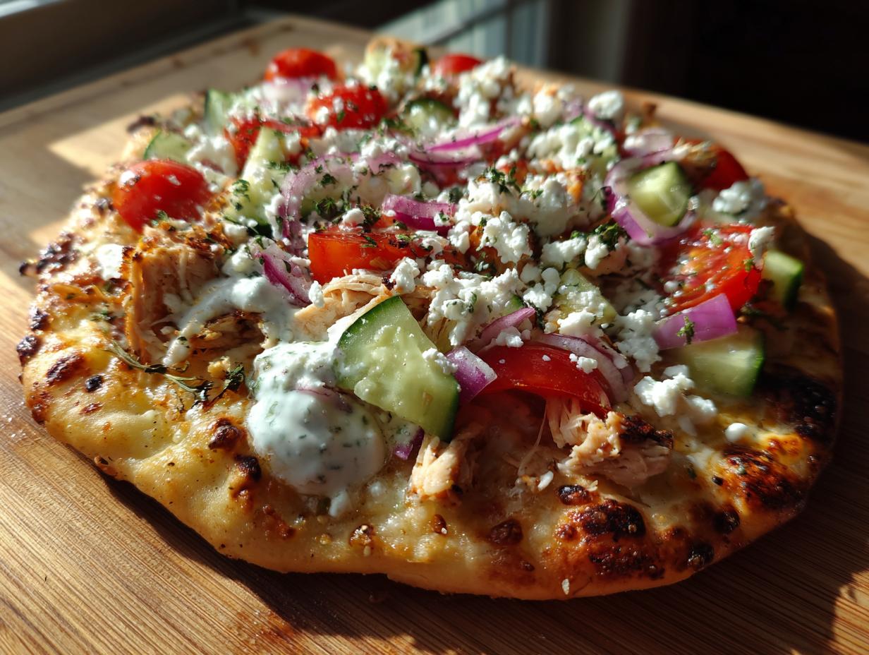 Tzatziki Chicken & Veggie Naan Pizza