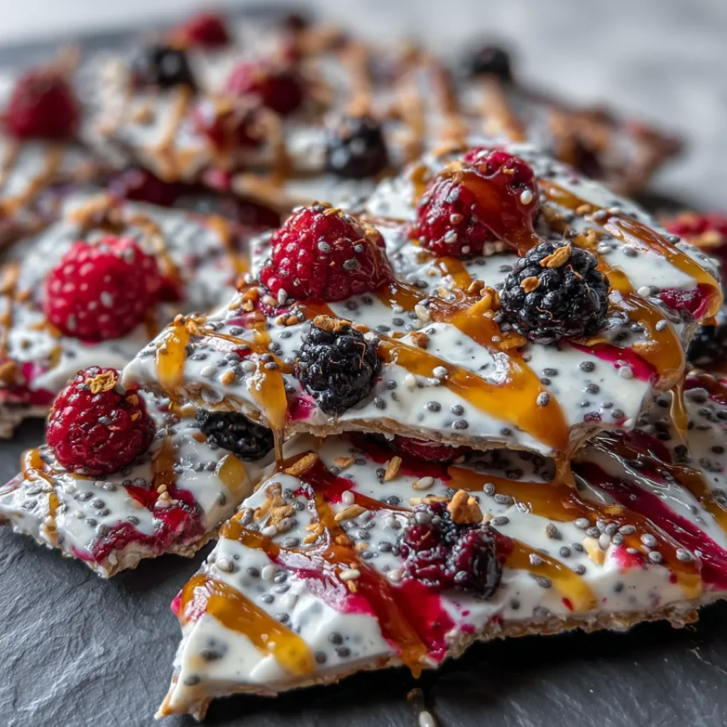 Mixed Berry Greek Yogurt Bark – Easy Healthy Frozen Snack
