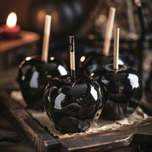 maazouzpro Close up of glossy black candy apples on wooden st 7b3e2333 18bb 4740 a7af 9e040a79084c 0 11zon