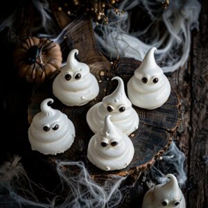 Ghost Meringue Cookies with Chocolate Eyes 👻 3 maazouzpro Overhead shot of Halloween ghost meringue cookies 07a488f5 59fb 4645 bfa1 104e226ec400 2 11zon