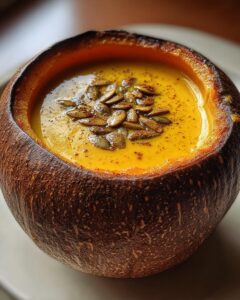 Pumpkin Soup in a Pumpkin Bowl