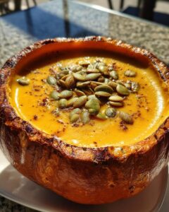 Pumpkin Soup in a Pumpkin Bowl