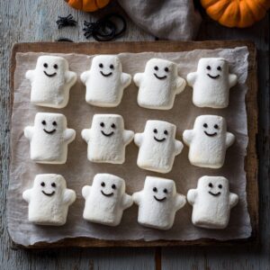 Ghostbusters Stay Puft Marshmallows – A Spooktacular Treat 3 Homemade Ghostbusters Stay Puft Marshmallows decorated with cute faces and mini hats, perfect for Halloween treats