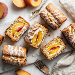 Homemade Peach Cobbler Pound Cake Twinkies Recipe 3 Homemade peach cobbler pound cake Twinkies filled with cream and peach filling on a white plate
