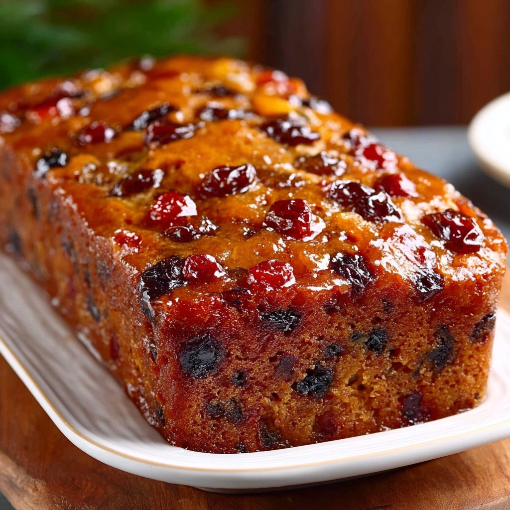 Heavenly moist fruit cake sliced on a wooden board with dried fruits and nuts