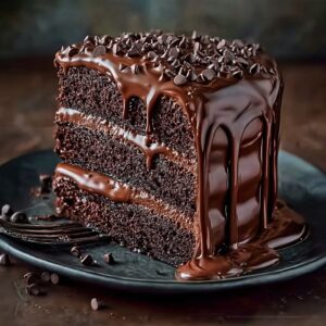 Triple Layer Chocolate Fudge Cake 3 Triple Layer Chocolate Fudge Cake topped with glossy fudge frostin