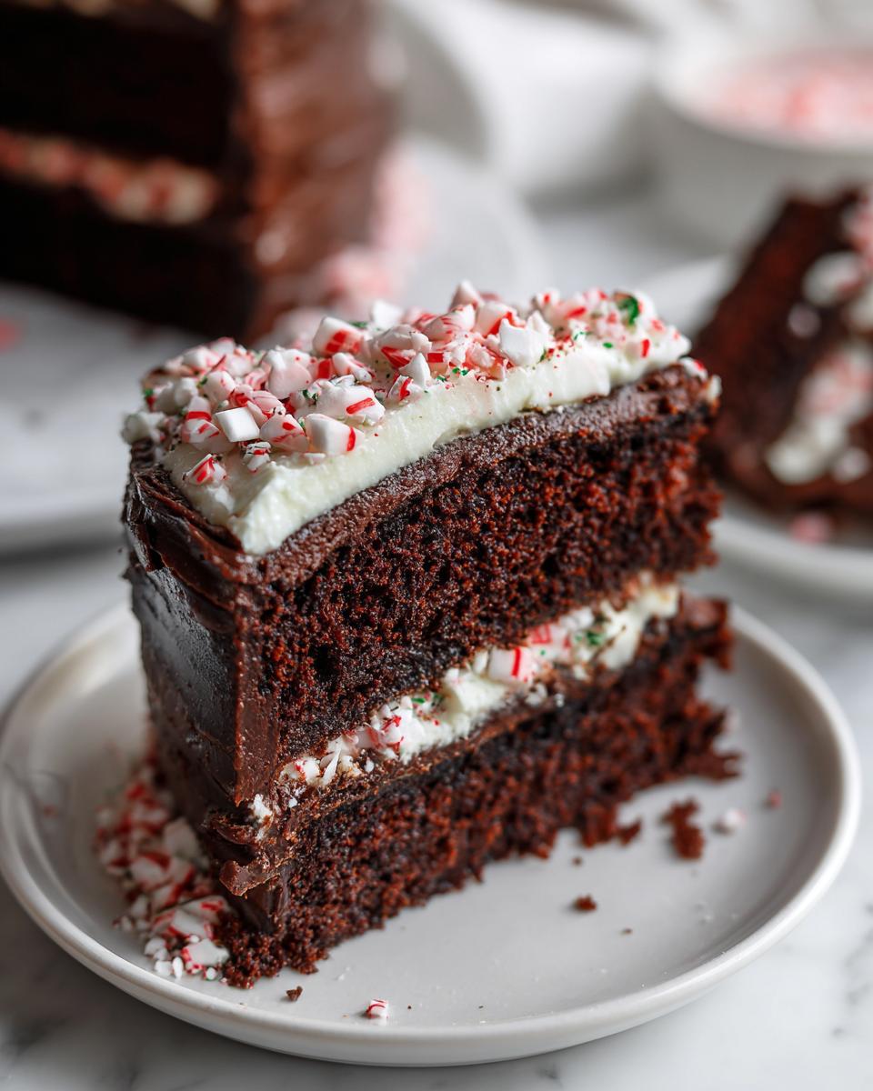 Easy Chocolate Peppermint Layer Cake for the Holidays - detail 1