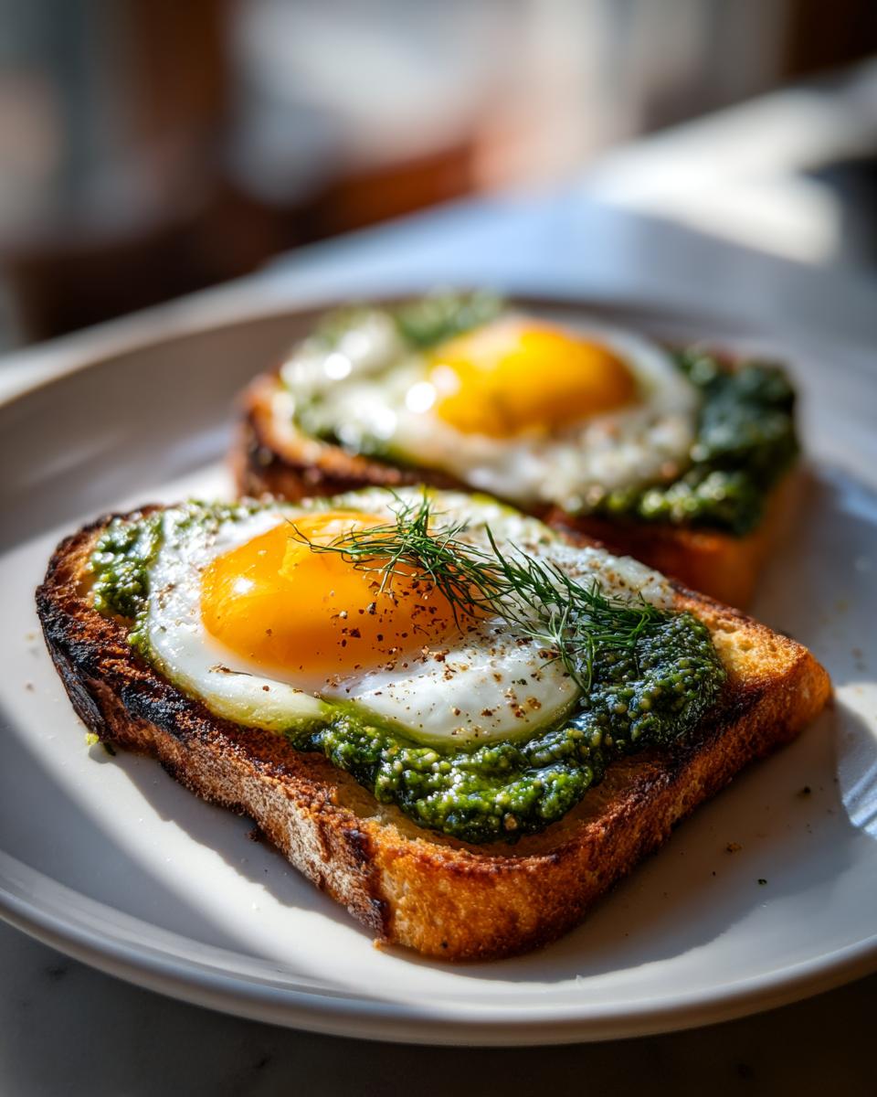 Eggs in Pesto on Toast – The Viral Breakfast Trick - detail 1